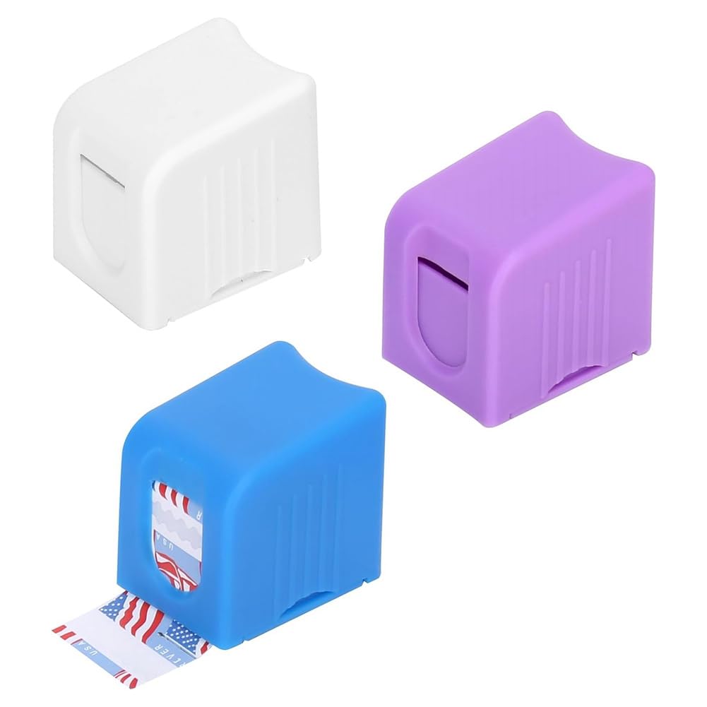 Lot de 3 distributeurs de timbres pour timbres - Rouleau de 100 - 3 couleurs de support pour timbres