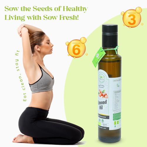 Image of Cold Pressed Almond Oil for Hair Growth & Cooking, Omega 3 & 6 Rich (250ml)