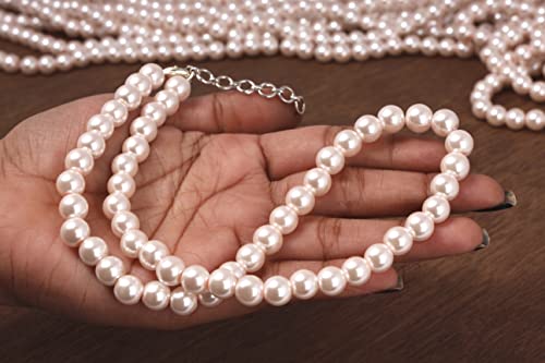 Image of JFL Combo Imitation 6mm Round Pearl Necklace Set Moti Mala Pearl Set With Earrings,Bracelet Handcrafted Jewellery for Less