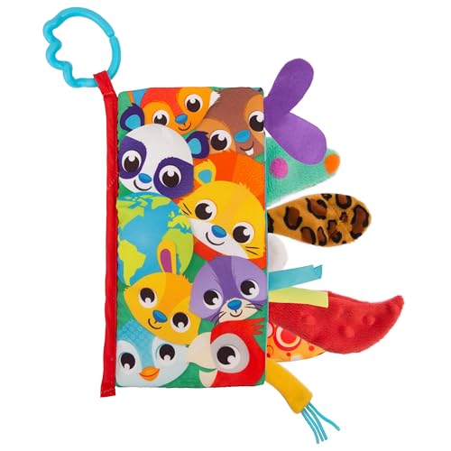Image of Playgro Tails of The World Sensory Book - Interactive Soft Books for Babies - Explore 7 Unique Textured Animals, Crinkle Pages, and Attachable Teether Clip - Tailored for Development for 3+ Months