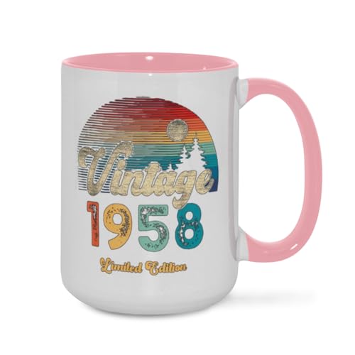 1958 Birthday Retro 58 Tri Line Mug for Men Women,Coffee