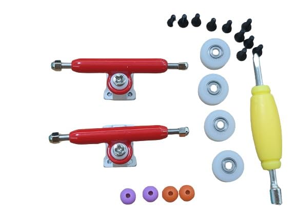 Miniatura 2 de Leefai Camiones de diapasón Pro de 1.26 pulgadas (1.260 in), color rojo estándar + 4 ruedas de rodamiento CNC Ultra Spin + bujes adicionales, lo