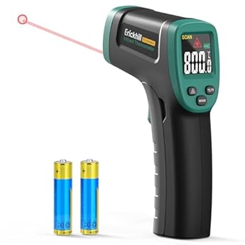 Foto di ERICKHILL Termometro a infrarossi da -50 °C a 800 °C, termometro laser digitale senza contatto con display LCD, emissività regolabile, adatto per cottura, grigliate, congelamento e industria