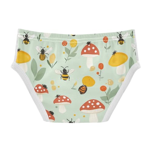 Wusikd Mushrooms Ladybugs Boys' Underwear Cotton Bees Light Green Boys Briefs Soft Toddler Underwear 2T2