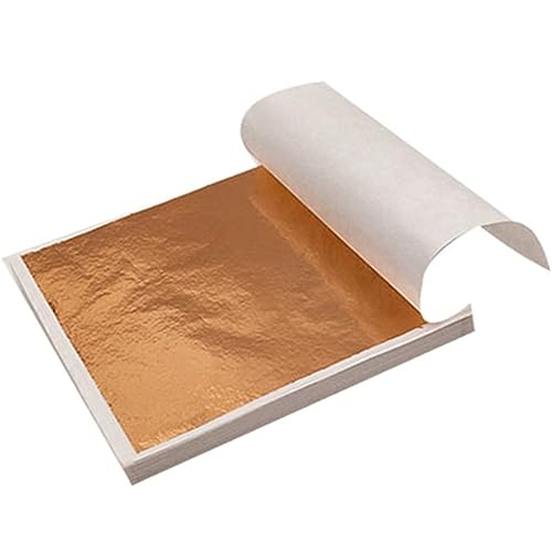 200 Sheets Rose Gold Leaf Sheets, Gilding Foil Paper, Gold Foil for Paintings, Arts, Crafts, Nail Handcrafts, Frames, Furniture Decoration