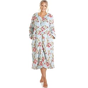 Camille Womens Supersoft Bathrobe Pink Rose Floral Katie Zip Up Loungers