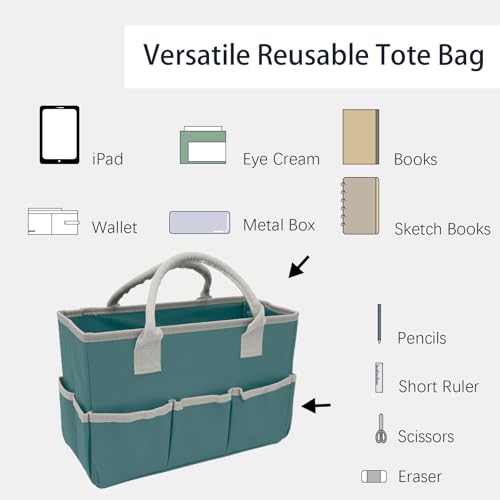 Image of Cupohus Art Organizer Craft Storage Tote Bag with Multiple Pockets (Green)