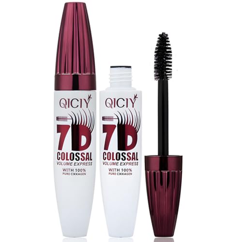 7D Waterproof Volume Mascara Black Lengthening Thickening Softer Fuller Lashes Mascara Long Lasting Natural Curling Lashes for Professional Eye Makeup for Women and Girls (1Pcs)
