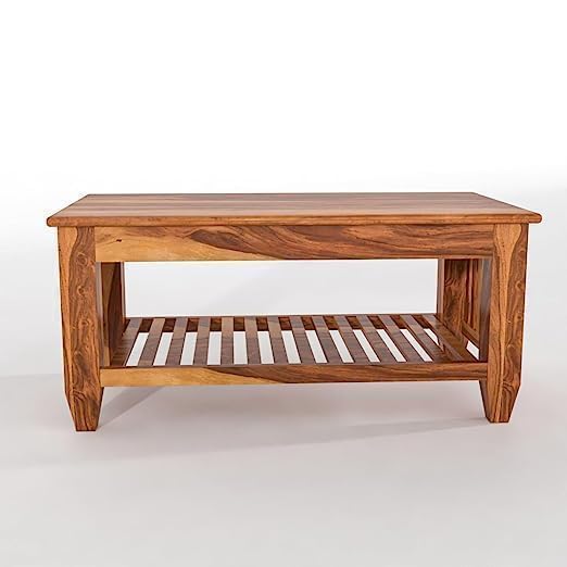 Image of Solid Sheesham Wooden Centre Table Coffee Table & Sofa Center Table Teapoy for Hallway Decor - Wooden Coffee Table for Living Room Home Furniture Decor (Honey)
