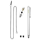 iKross Full Size Touch Screen Stylus Pen with 2 Replaceable Tips & 3.5mm Adapter Plug Lanyards for Samsung Galaxy Tab S 10.5 / 8.4, Galaxy Tab 4 (10.1 / 8.0 / 7.0 inch) Tablet (Silver)