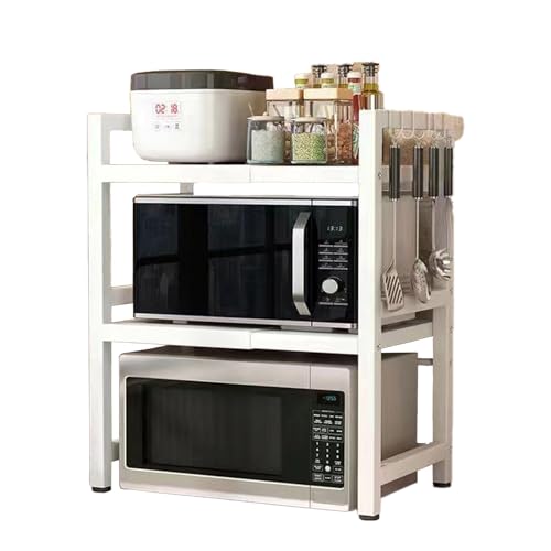 estante para horno microondas Estante con 6 ganchos for estantes de cocina, organizador de encimera, soporta estantes de panaderos de 80 libras