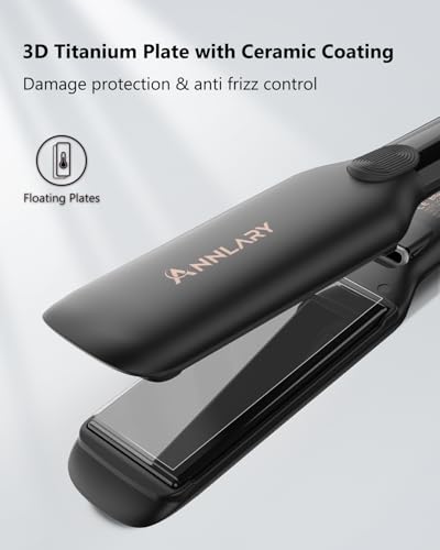 Image of Annlary 1.75 Inches Flat Iron Hair Straightener with Heat Resistant Silicone Mat Pouch, Professional Ceramic Ionic Dual Voltage Straightener for Less Frizz, Shinier & Smoother Hair