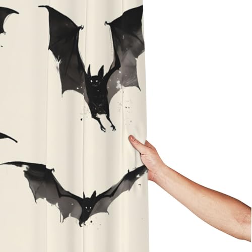 Rideau de douche imperméable avec chauves-souris en polyester