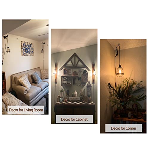 Industrial Plug In Pendant Light Vintage Hanging Cage Pendant Lighting E26 E27 Mini Pendant Light Edison Plug In Light Fixture On/Off Switch 2 Pack #TOP4