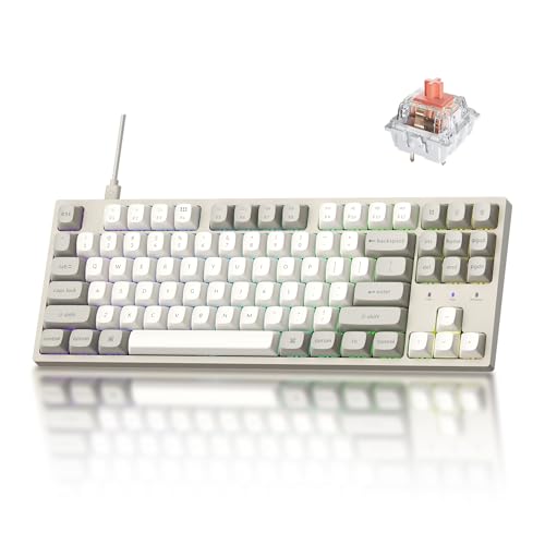 Image of Keychron C1 Pro 8K QMK Custom Wired Mechanical Keyboard, Launcher Support with Hot-Swappable Silent Red Switch TKL Layout, PBT Keycaps Compatible for Mac Windows Linux