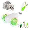 PETTOM Cat Toys Interactive for Indoor Cats, Smart Cat Mouse Toy with Colour-Changing LED Lights Wheels, Cat Toys to Stimulate, Activated Cat Chase Toys for Kittens - USB Rechargeable