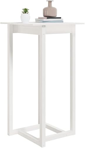 Miniatura 6 de Mesa cuadrada de madera de pino maciza blanca de 23.6 x 23.6 x 43.3 pulgadas para cocina, comedor, interior y exterior, muebles rústicos modernos