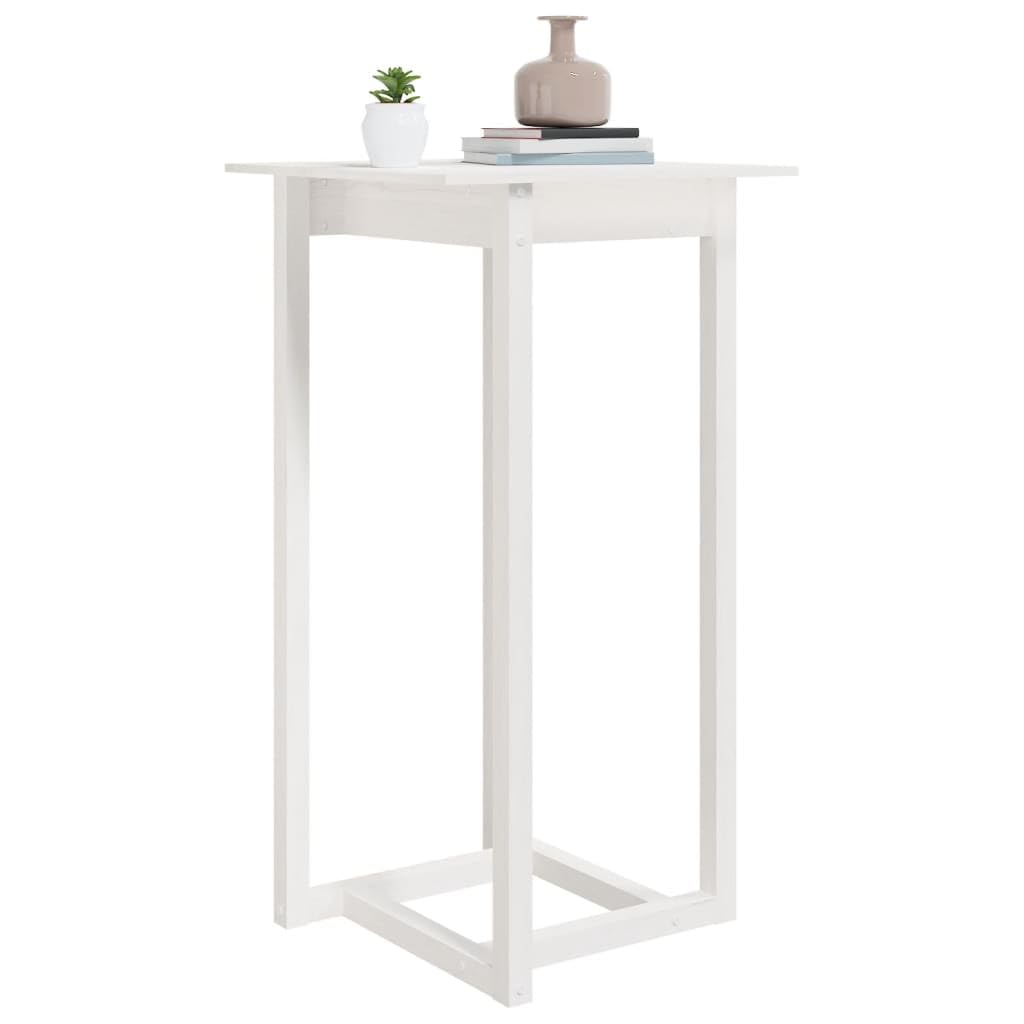 Stolik barowy biały 60 x 60 x 110 cm lite drewno sosnowe