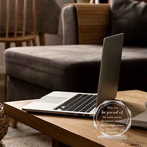 Yookeer Thank You Gift for Coworker, May You Be Proud of the Work Do Farewell Resigning Employee Appreciation Gift for Colleague Anniversary Acrylic Sign(Octagon Style)