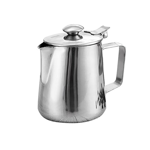 Iwinna Stainless Steel Milk Frothing Pitcher - Steaming Pitchers Frothers Espresso Machines, Milk Frothers, Latte Art - Silver - Silver (1L)