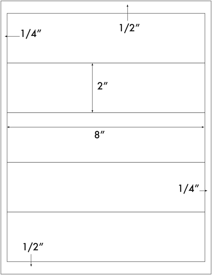 500 Label Outfitters Printable White Laser and Inkjet 8" X 2" Large Labels for Water Bottles, Jars, Containers, Signs, and More - 5 Labels Per Sheet, 100 Sheets