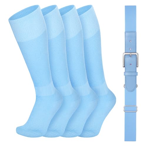 Image of VONMELLI Youth Baseball Belt and Socks Combo, Elastic Softball Belts and Socks for Boys and Adult (2 Pairs of Socks & 1 Belt)