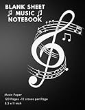 Blank Sheet Music Notebook: Music Manuscript paper, Staff Paper, Composition Book Gifts, 120 Pages 12 Staves per Page
