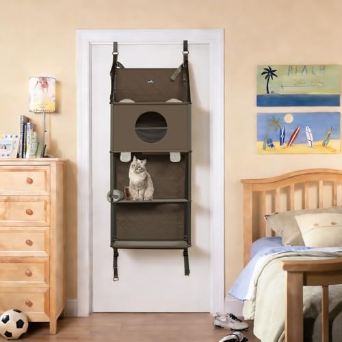 Bacocoo Estructura para Gatos Montada en Puerta 4 Niveles Gris miniatura 3