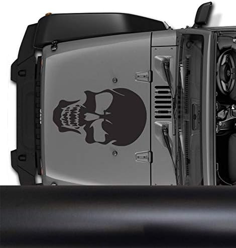 Set of (3) Hood Decal Skull 26" Multiple Colors Fits Jeep Wrangler JK TJ YJ XJ CJ LJ Universal Truck Ram F150 (651 Vinyl)+ 2 * 8" for The Sides (Black Matte)