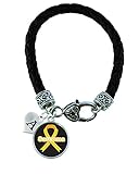 Holly Road Custom Sarcoma Awareness Black Leather Bracelet Jewelry Choose Initial