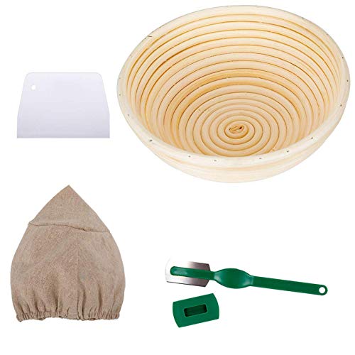 pão azedo, conjunto cesta à prova pão, kit pão rattan natural, conjunto cesto armazenamento fermenta