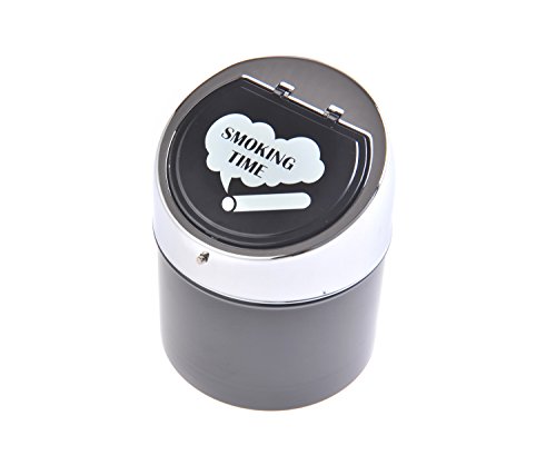 The Khan Outdoor & Lifestyle Company Cendrier Fait en Alliage de Zinc et Cuir, avec l'inscription Smoking Time (Temps pour Fumer), Couleur: Noir/métal Poli, 982BC-01