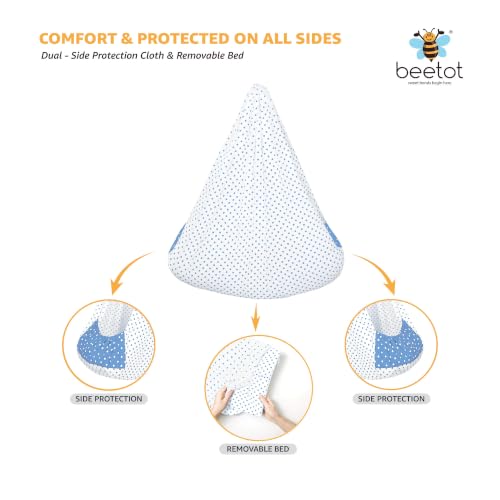 Image of Premium Swing Cradle Set | Cradle Cloth, Padded Bed, Mosquito Net, Heavy-Duty Spring & Triangle Hanger | Up to 15 kg | Light Blue Dot