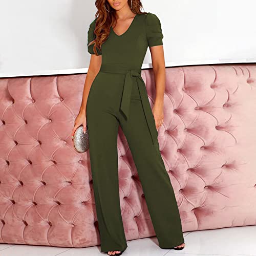 Combinaison fluide col en V costume pantalon chic et léger