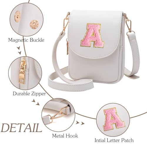 Image of Viverte Crossbody Purse for Teen Girls Small Initial Cell Phone Toddler Purse Leather Triple Compartment Crossbody Bags