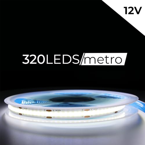 Fita Cob Super Led 5 M 320led/m 12v Ip20 Alto Brilho + Fonte (Branco Frio)