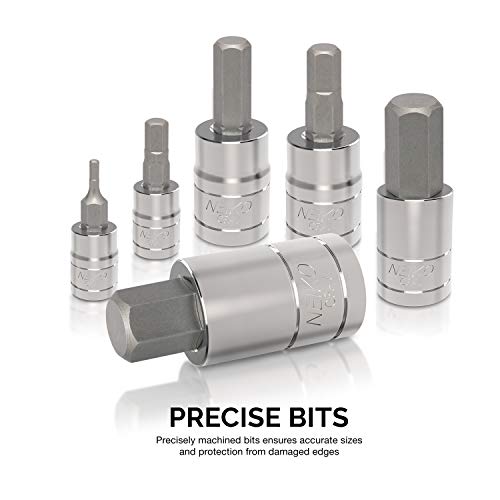 Neiko 10074A Hex Bit Socket Set, Metric, 2mm to 14mm | 13-Piece Set, S2 and Cr-V Steel, 1/4”, 3/8” and 1/2-Inch Drive