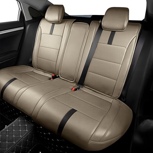 Image of AOMSAZTO Custom Fit Seat Covers for Honda Civic: Hatchback 2022 2023 2024 Sport /LX &Hatchback Hybrid Sport 2025 Full Set Faux Leather Breathable Waterproof Car Seats Covers Beige