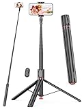 68' Automatic Tripod, Auto-Open Phone Tripod Stand with Magnetic Remote, All-in-1 Extendable Selfie Stick Travel Tripods for Cell Phone 360° Rotate Stable iPhone Selfie Stick for Video Recording