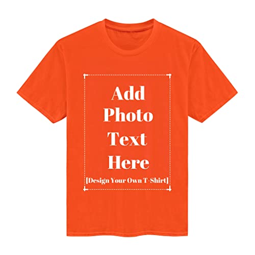 Custom T Shirts for Men & Women Unisex, Personalized T Shirt, Add Your Own Photo Text Shirt, Customize Soft Cotton T Shirt Orange