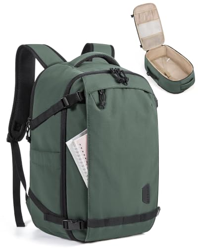 Image of BAGSMART Travel Backpack for Women, 15.6 Inch Carry On Bag, Haze Green | TSA approved personal item fit for flights. Water resistant weekender daypack ideal for travel, business, and daily use.