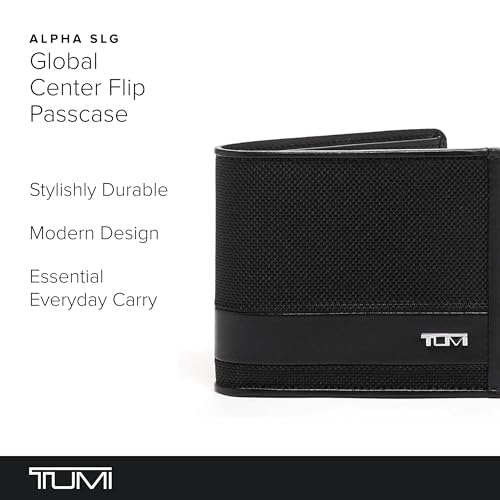 TUMI - Alpha Global Center Flip Passcase - Wallets for Men - Organized Bill Compartment & Hidden Pocket - 3.8" X 4.8" X 1.0" - Black2
