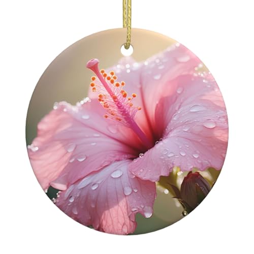 Adornos navideños de cerámica con diseño de flores nacionales coreanas, redondos, adecuados para árboles de Navidad, fiestas de vacaciones y decoración del hogar