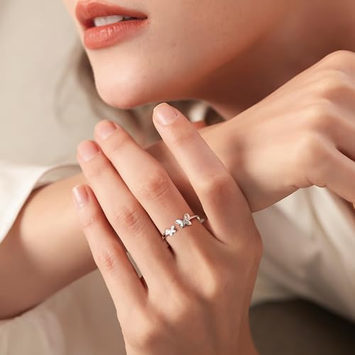 Bague papillon argent sterling réglable, cadeau idéal dames - 2