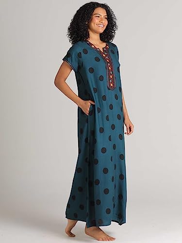 Image of Evolove Women's Viscose Liva Long Maxi Night Gown Nighty Dress with Pocket, Super Soft Comfortable (LNG-Rayon)