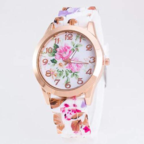 Preisvergleich Produktbild Gusaman weisefrauenuhr Druck Silikon-Uhrenarmband-Legierung Fall rundes Zifferblatt Quarz-Armbanduhr-Geschäft beiläufige Uhr Farbe: Mehrfarben