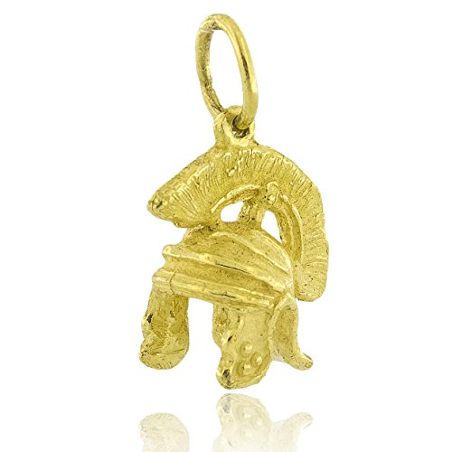  CIONDOLO ELMO ROMANO In Oro 18kt COLLEZIONE ROMA (Gioiello Romano, Oro Giallo Satinato, Antica Roma, Handmade)