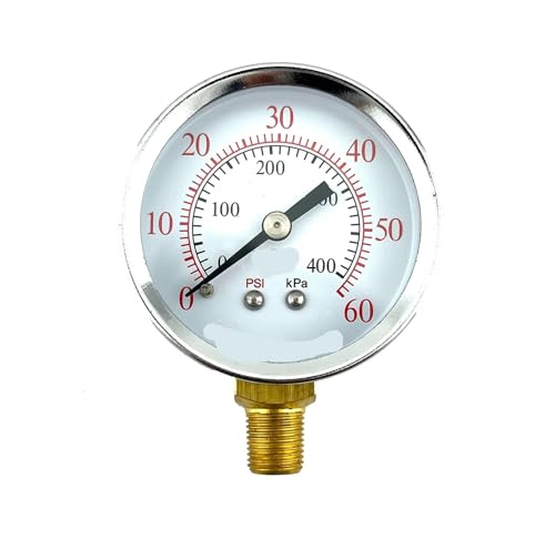 Manomètre de 2 pouces 0-60 PSI avec raccord latéral 1/8 NPT