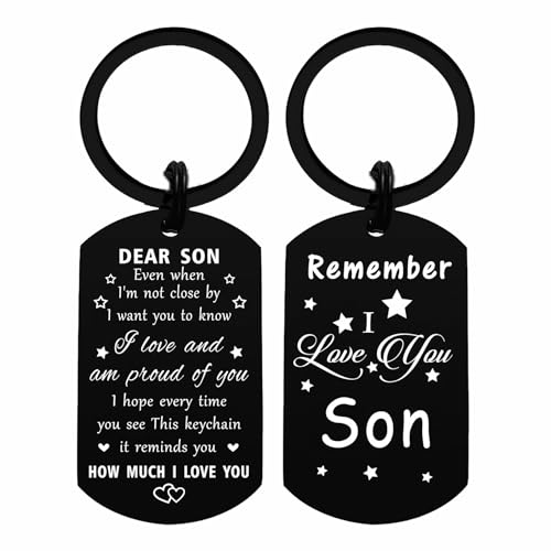 Resdink Son Birthday Gifts from Mom Dad - I Love My Son Keychain Black, Meaningful Graduation Gift Present for Teenage Boy