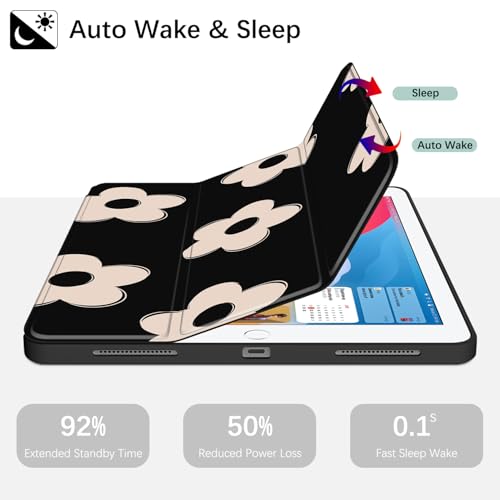 Lornpa Case for iPad mini 5/4 (7.9 inch, 2019/2015), Protective Case with Pencil Holder, Auto Wake/Sleep Trifold Smart Stand Cover for iPad mini 5th/4th Generation Gen, Black Flowers by Lornpa - Image 4